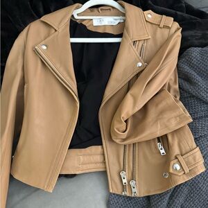 IRO Camel Leather Jacket with Silver Details